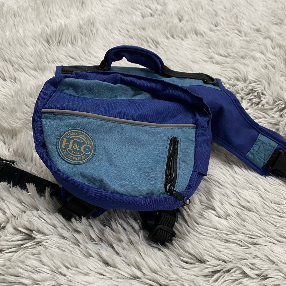Henry and Clemmies Dog Backpack, Small, Blue